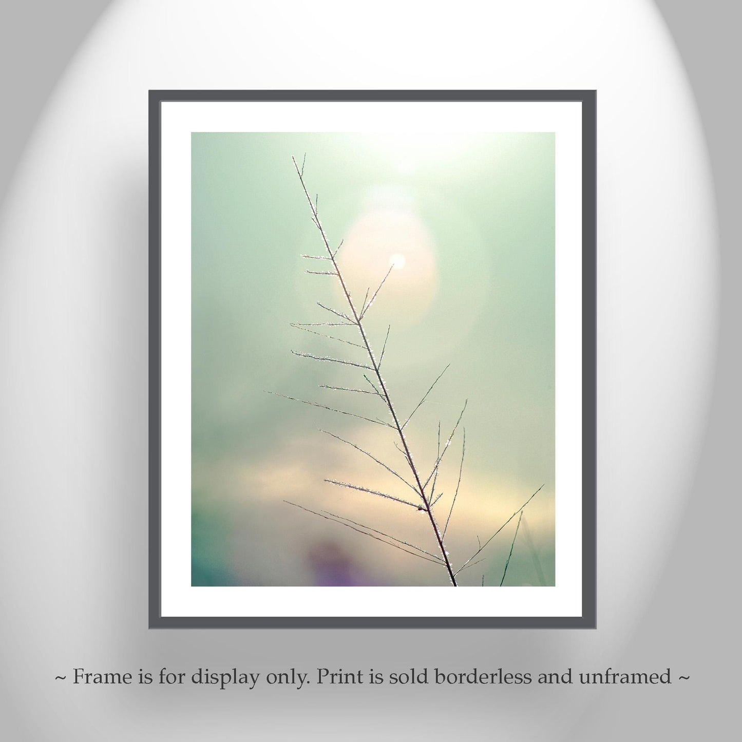 Minimalist Nature Art Print | Winter Frost on Grass | Serene Wall Decor