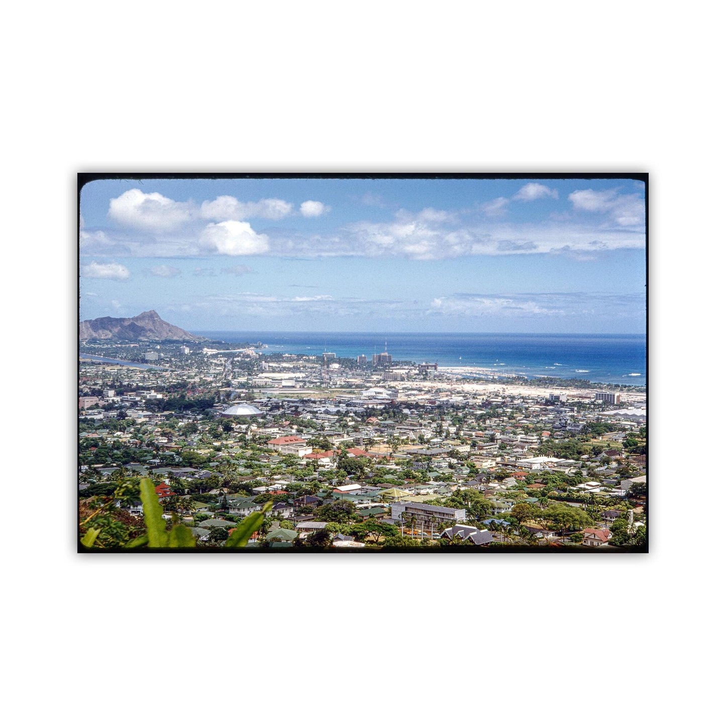 Honolulu Hawaii Panorama Wall Art Print – Vintage Photograph of Diamond Head, Waikiki Beach & Pacific Ocean | Hawaiian Home Decor
