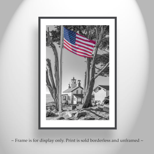 Crescent City California Lighthouse Print in Black and White