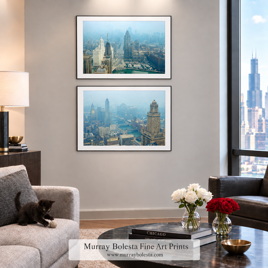 Chicago skyline print pair from mid-century road trip by Murray Bolesta