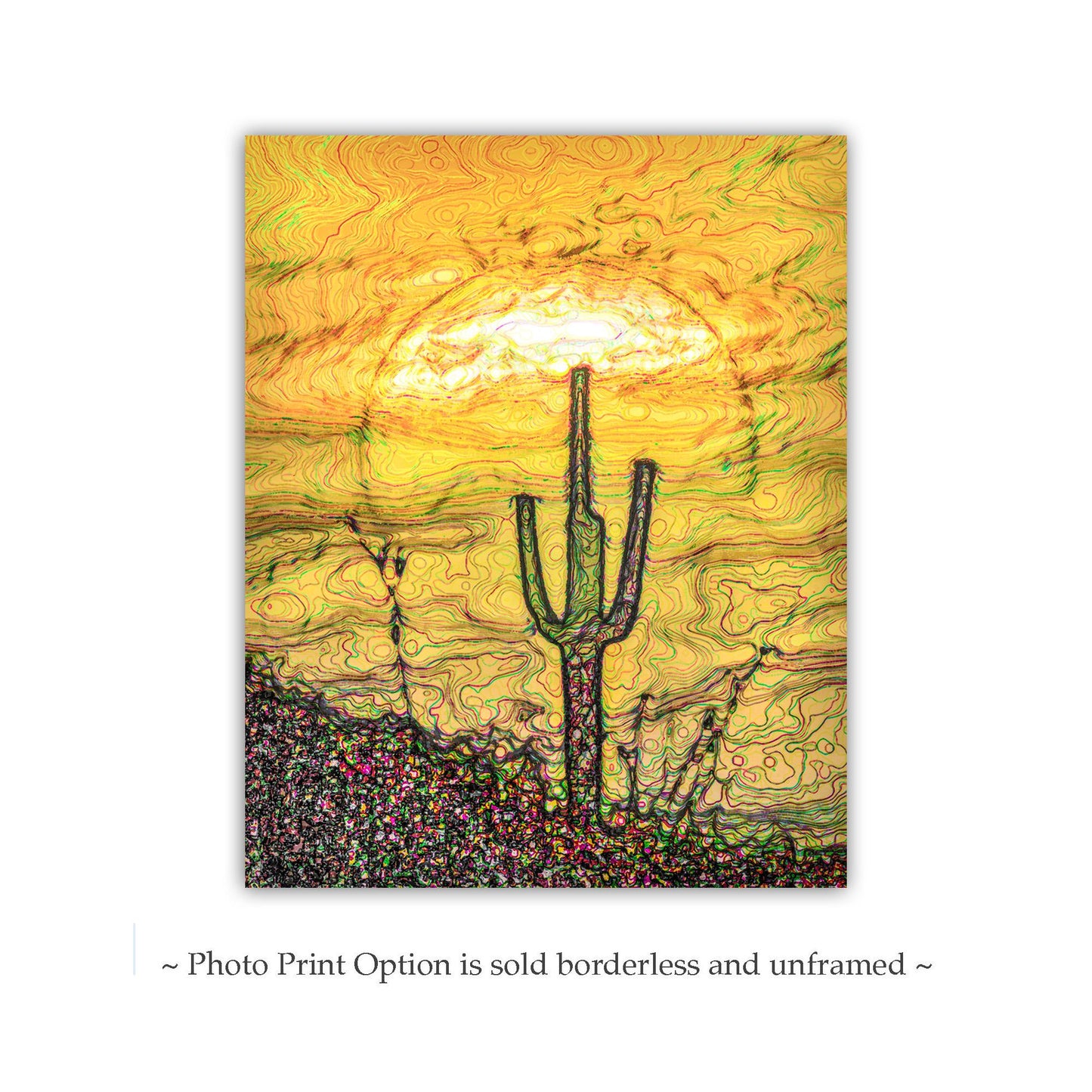 Arizona Art | Desert Saguaro Cactus Sunset | Southwest Wall Decor