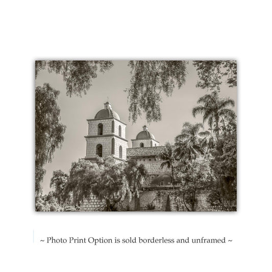Santa Barbara Mission Art - Vintage California Church Wall Print