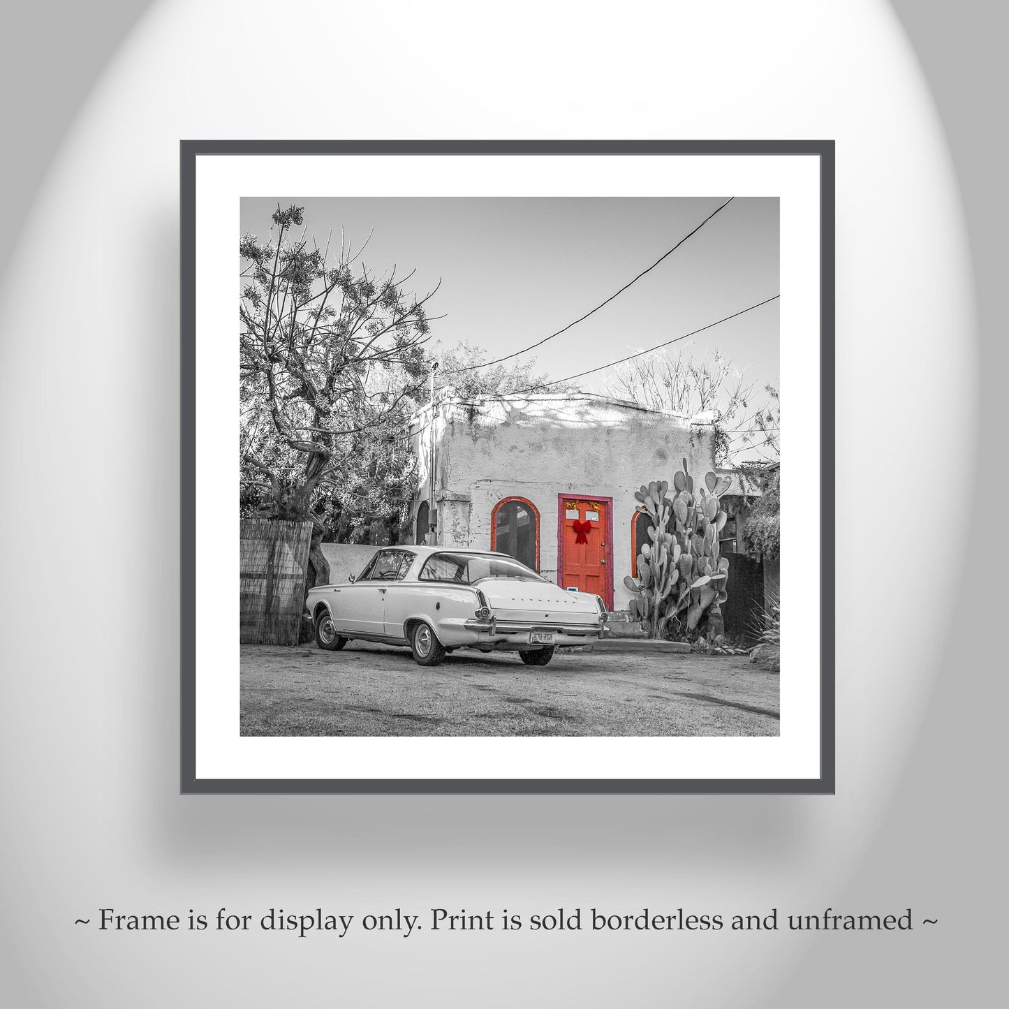 Old Tucson Arizona Photo| Vintage Barrio Viejo House and Plymouth Barracuda | Southwest Wall Décor Gift | Square Art Print