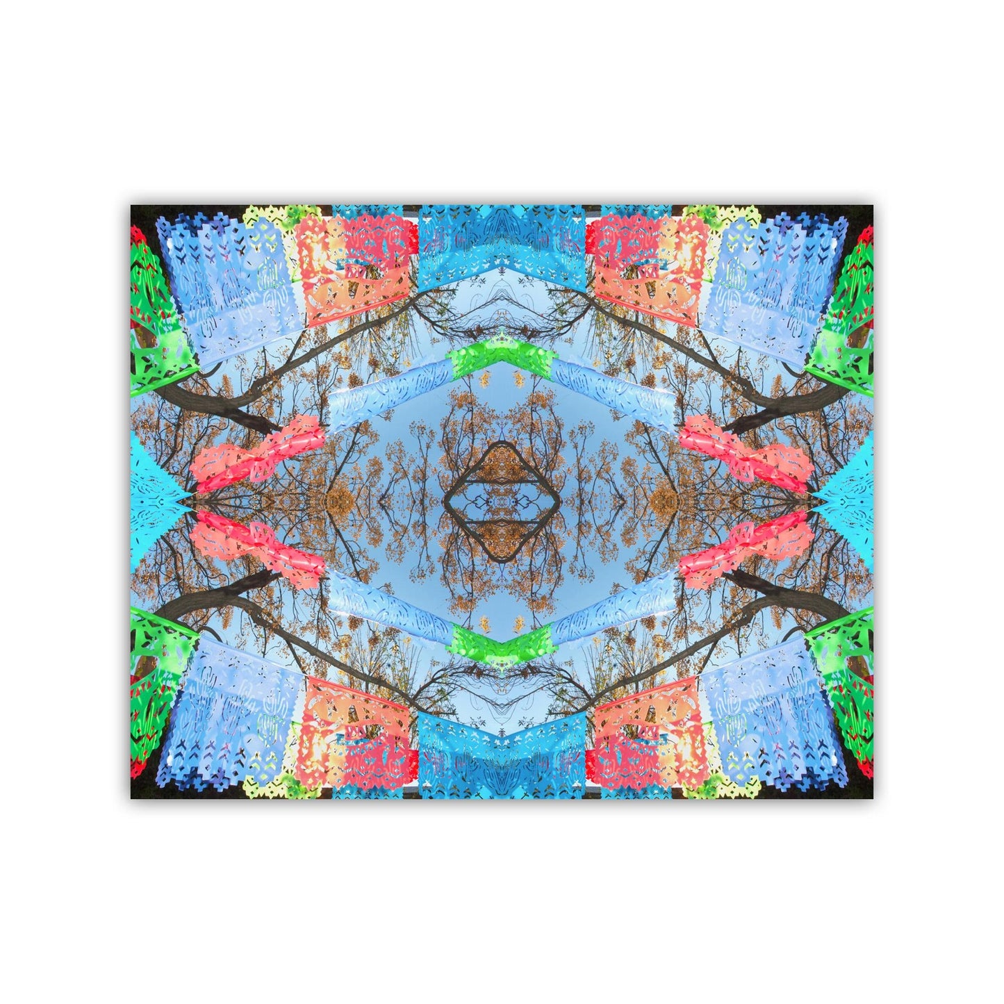 Mexican Folk Art Print with Papel Picado Banner Kaleidoscope