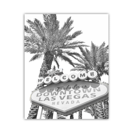 Las Vegas Neon Welcome Sign Art | Vintage Black & White Print