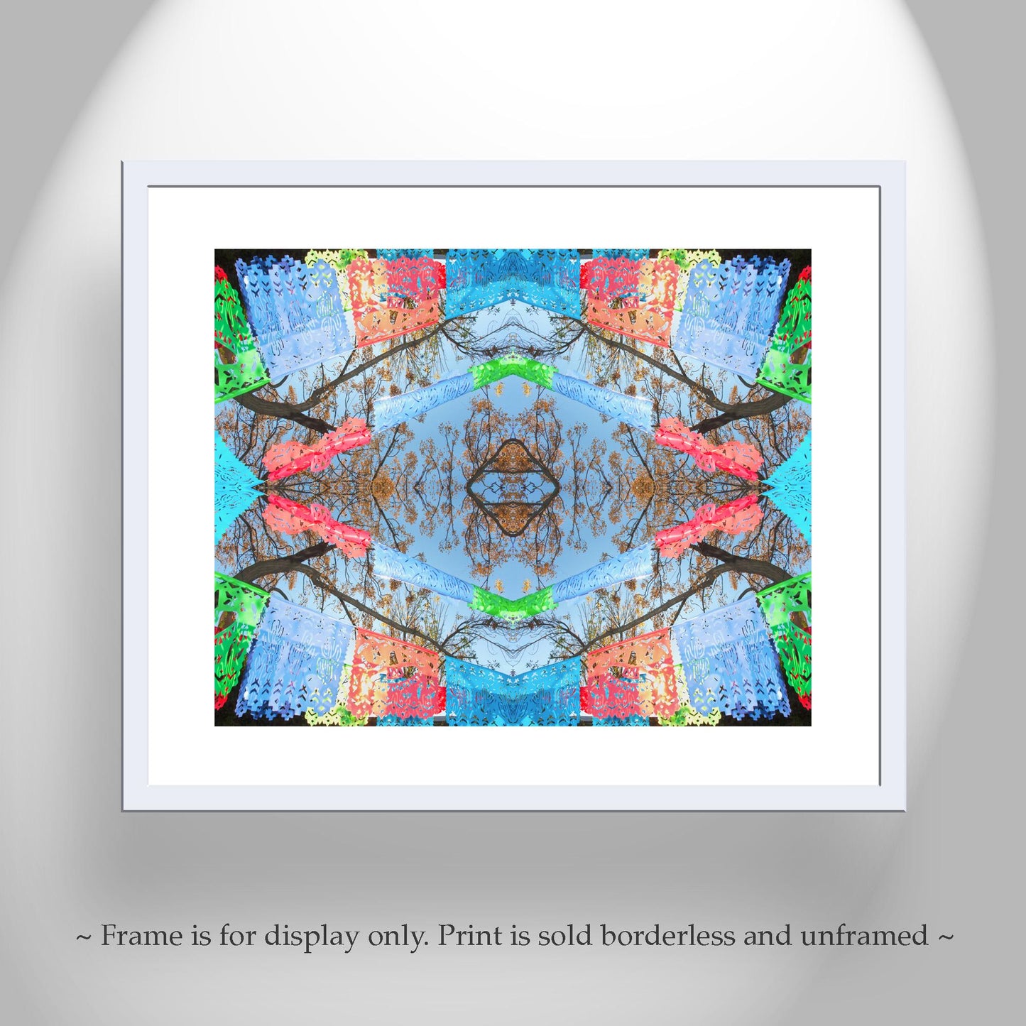 Mexican Folk Art Print with Papel Picado Banner Kaleidoscope