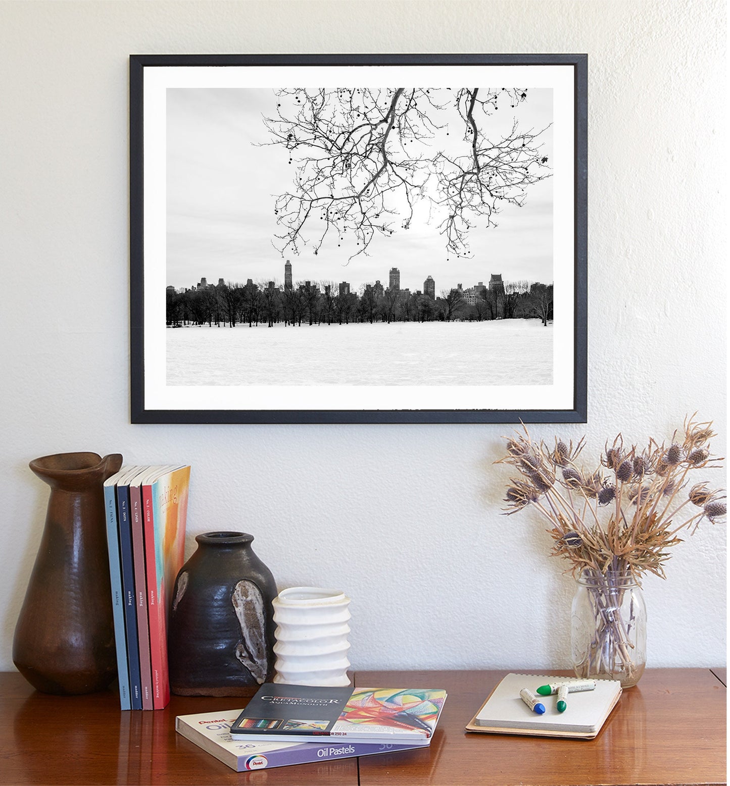 Central Park Winter Black and White Print | NYC Snow Scene Wall Art