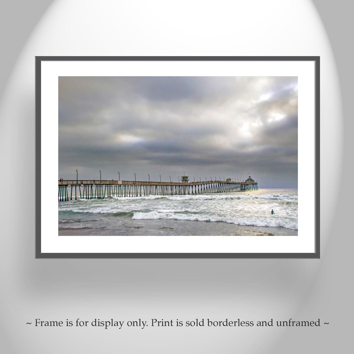 Imperial Beach Pier San Diego Surf Art Print | California Coastal Photography with Surfers | Ocean Wall Decor Gift for Home or Office