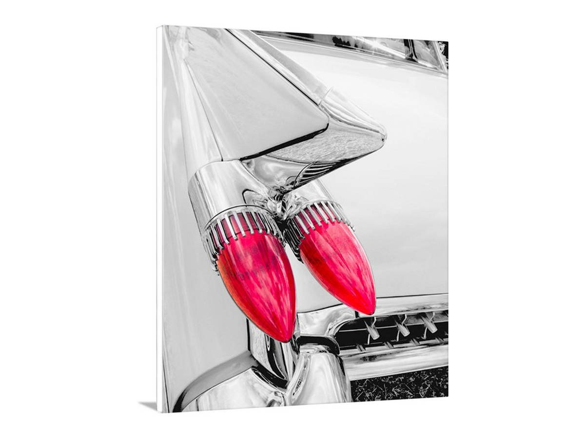 Classic Cadillac Tail Fins Artwork as Automotive Wall Decor with Set of 2 Prints