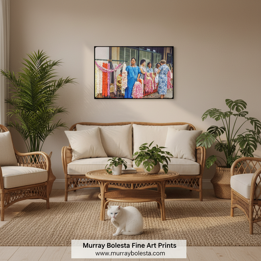Hawaiian Lei Vintage Photo – Honolulu Fresh Flower Sellers Print