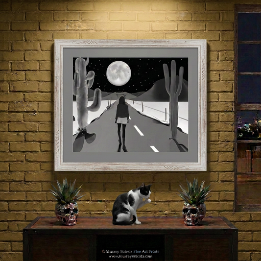 Spooky desert moon art by Murray Bolesta