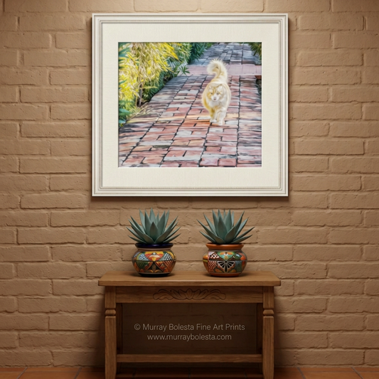 Tucson Arizona Barrio Viejo orange Street Cat, art print by Murray Bolesta