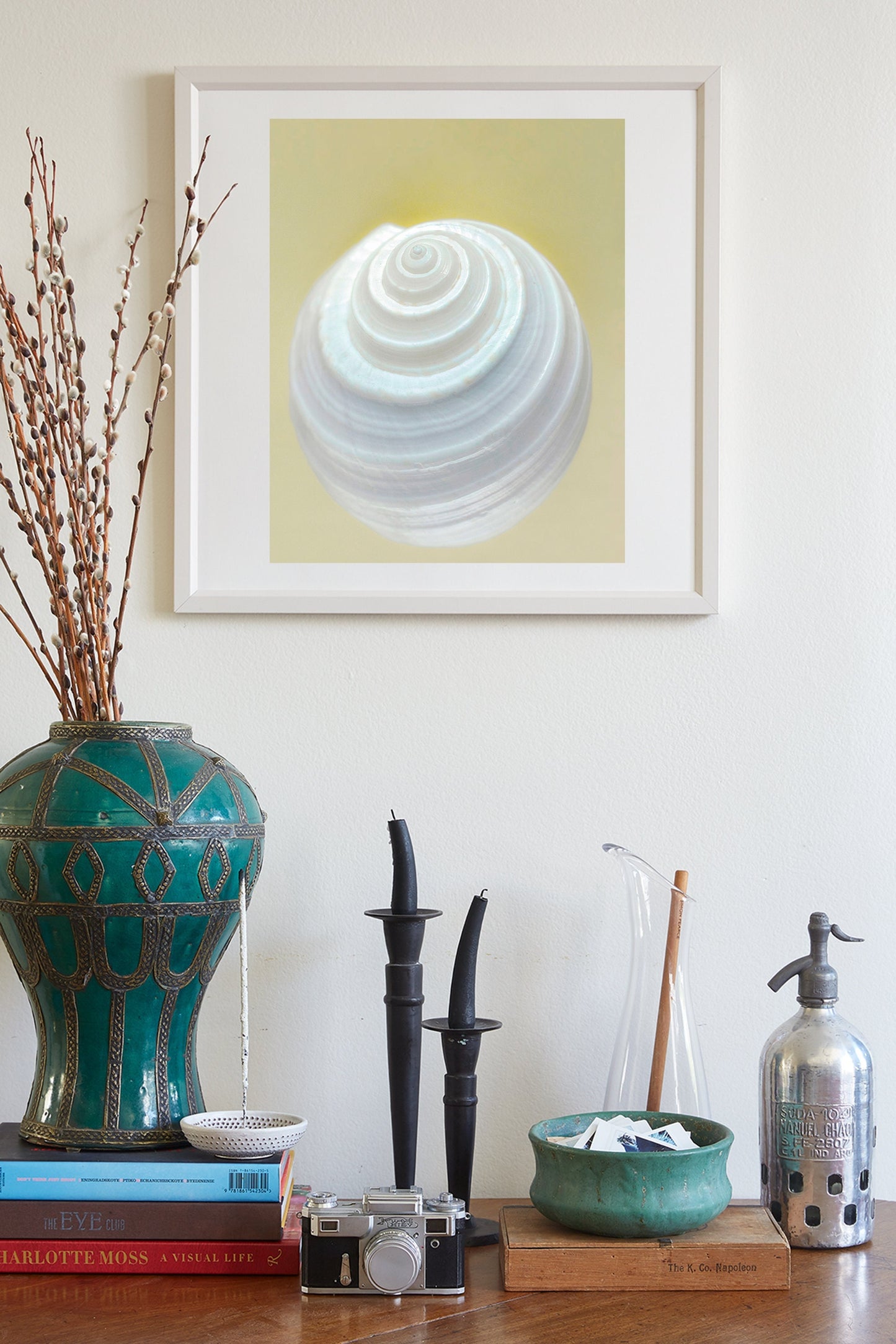 Seashell Wall Decor | Elegant Bathroom Wall Art on Framed Canvas