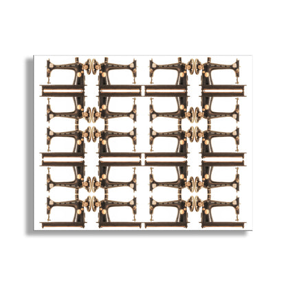 Decorative geometric pattern on a white background. Vintage Sewing Machine Photography Art Print in Abstract