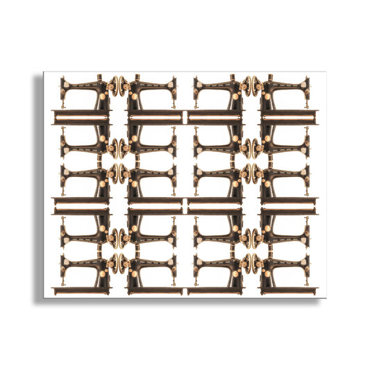 Decorative geometric pattern on a white background. Vintage Sewing Machine Photography Art Print in Abstract