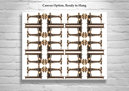 Vintage Sewing Machine Art Print in Steampunk Abstract