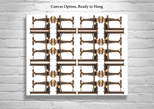 Vintage Sewing Machine Art Print in Steampunk Abstract