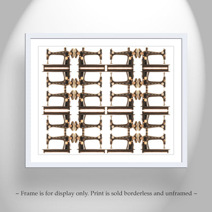Vintage Sewing Machine Art Print in Steampunk Abstract
