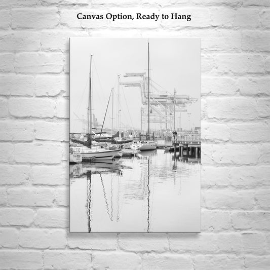 Jack London Square Port Picture – Oakland CA Harbor in Black and White