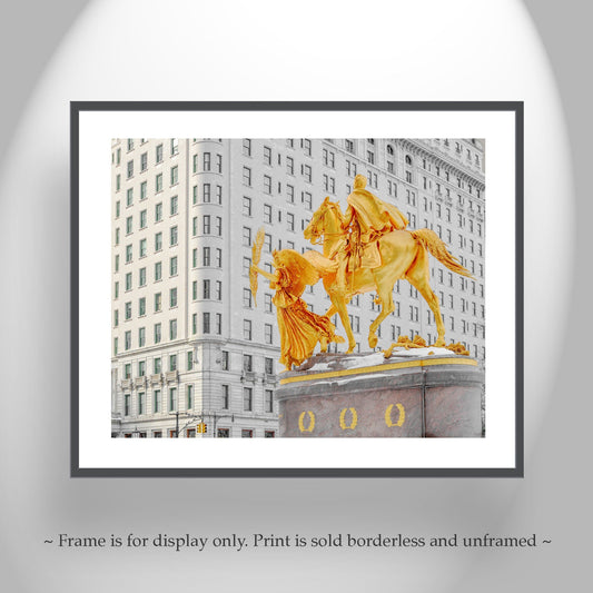 The Plaza Hotel New York City Art Print with General Sherman Statue