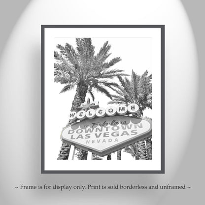 Las Vegas Vintage Neon Welcome Sign | Art print in Black and White