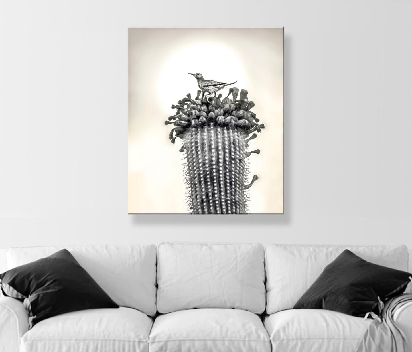 Desert Cactus Bird Artgraph | Southwestern Style Wall Art | Tucson