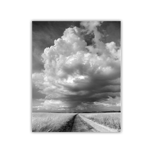 Black and White Western Prairie Landscape Print – Thunderstorm Art