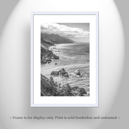 Pacific Coast Black and White Framed Art | Big Sur California Gift