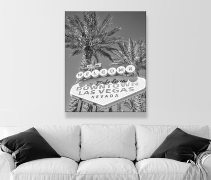 Vintage Vegas Art Print | Black and White Neon Art Decor