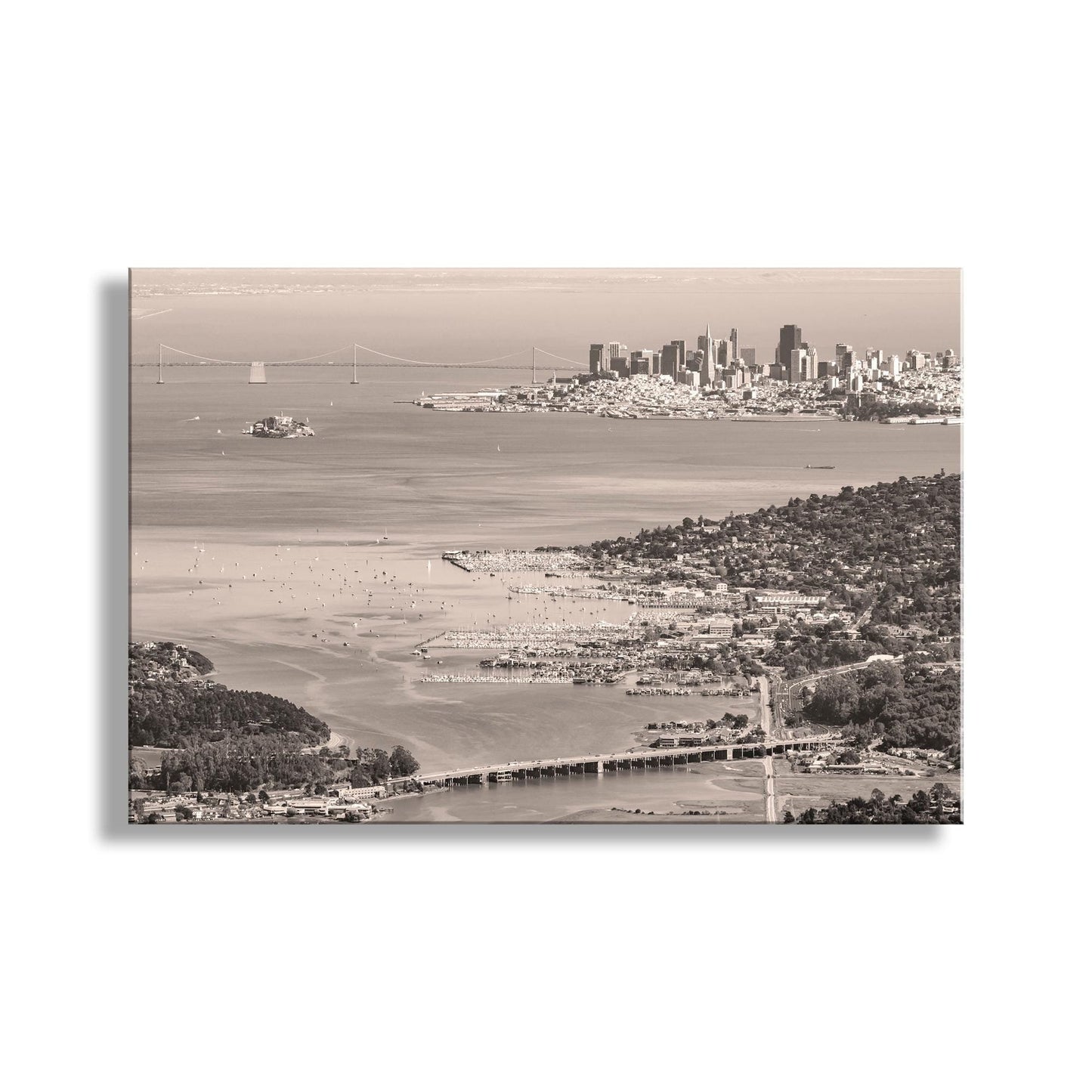 Sausalito Marin County California Canvas Print with Alcatraz Island