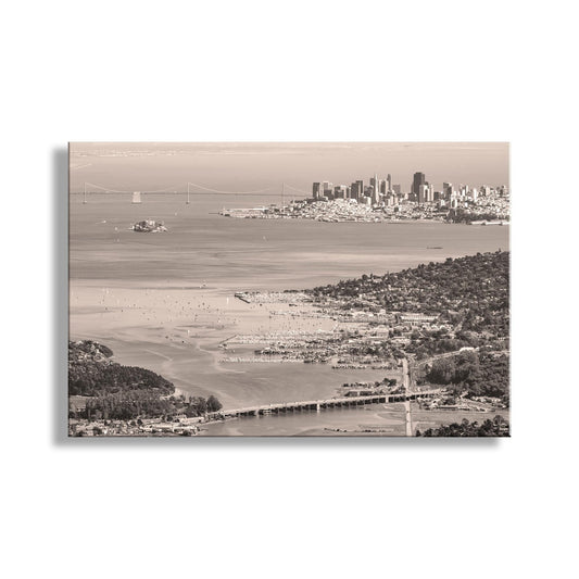 Sausalito Marin County California Canvas Print with Alcatraz Island