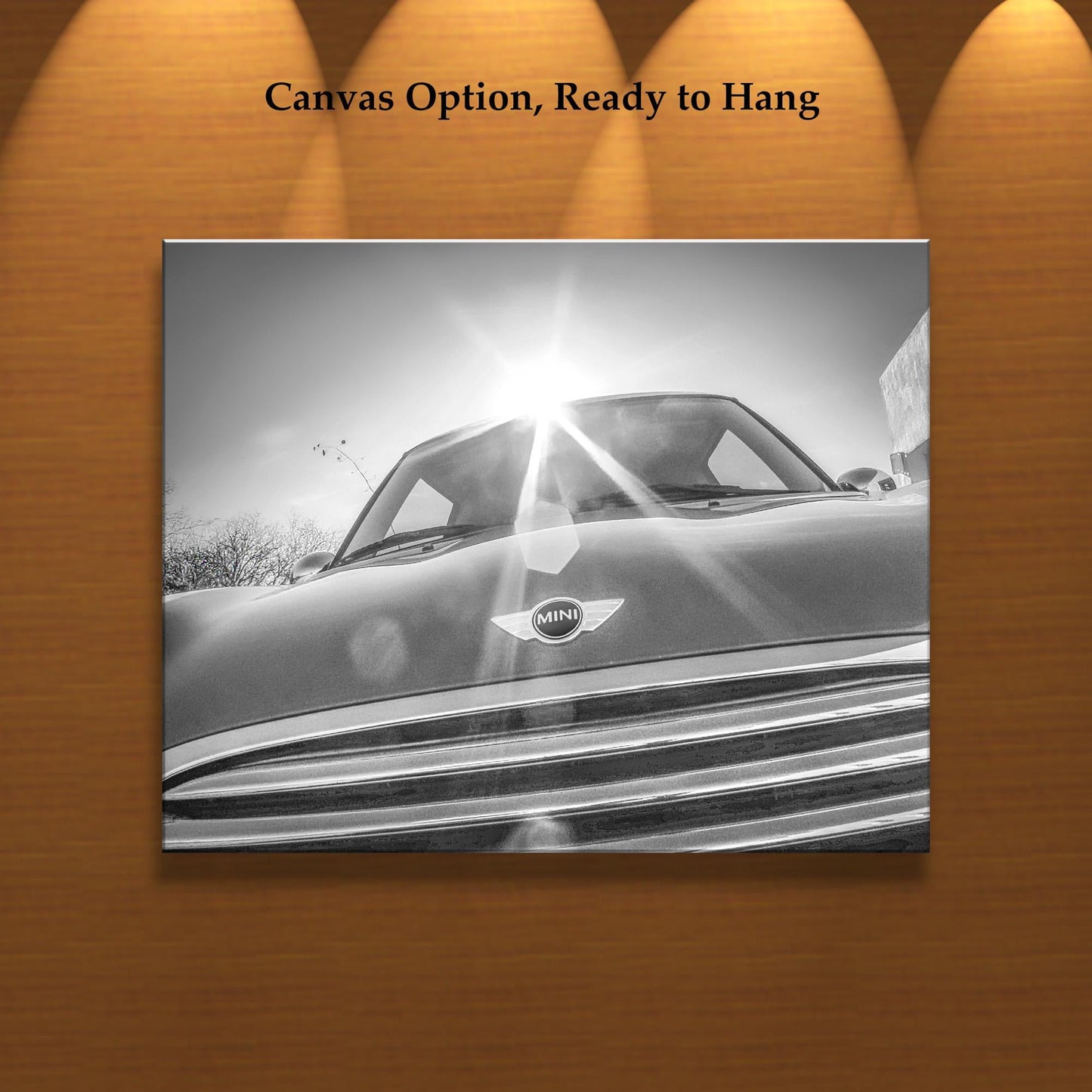 Mini Cooper Car Wall Decor in Black and White for Home or Garage