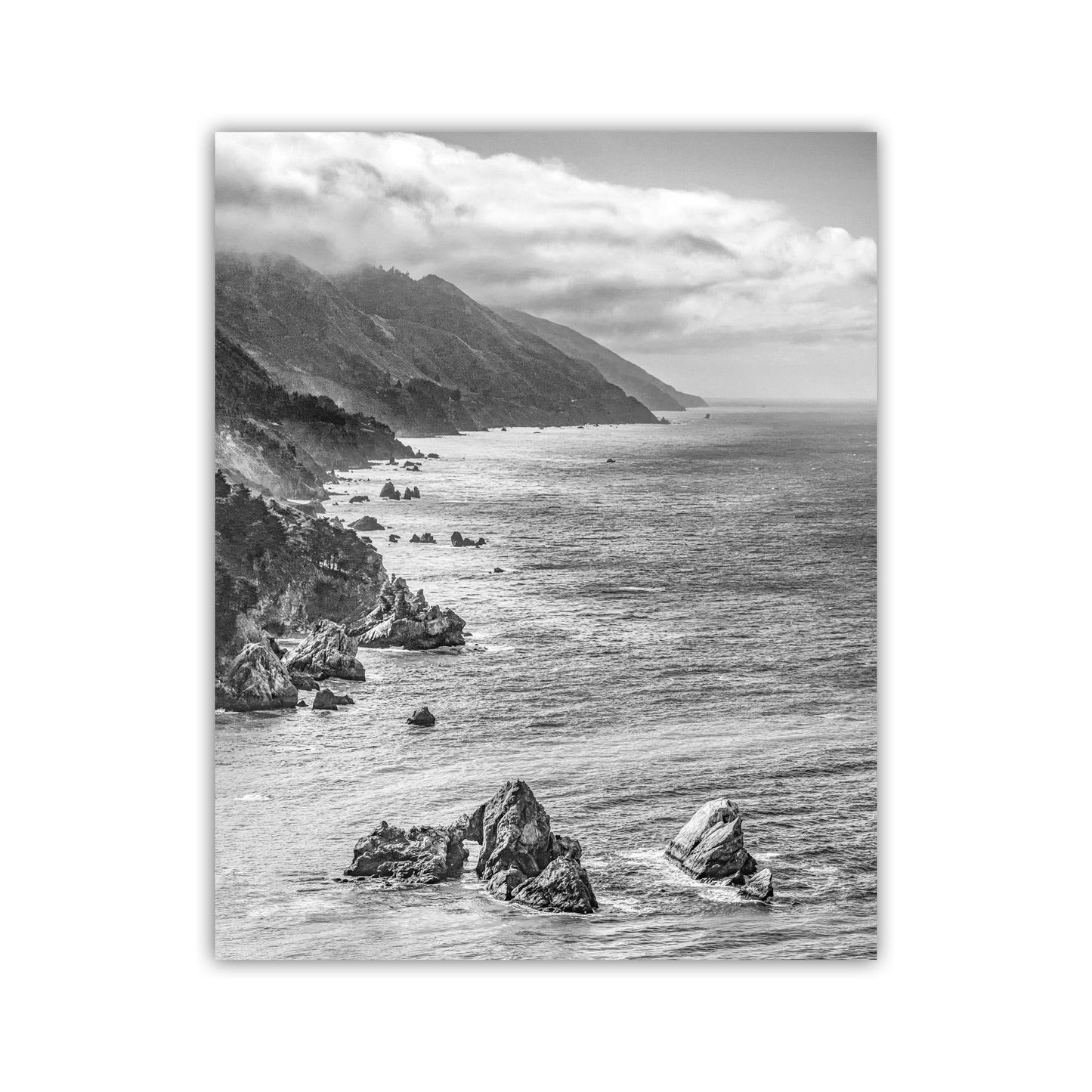 Pacific Coast Black and White Framed Art Print | Big Sur California
