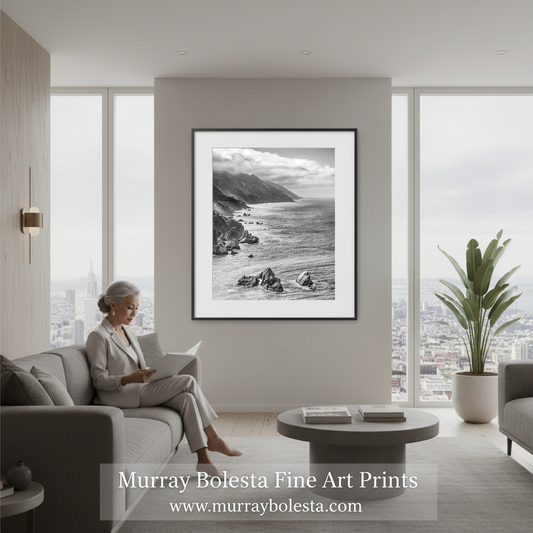 Pacific Coast Big Sur Art Print Black & White California Photo