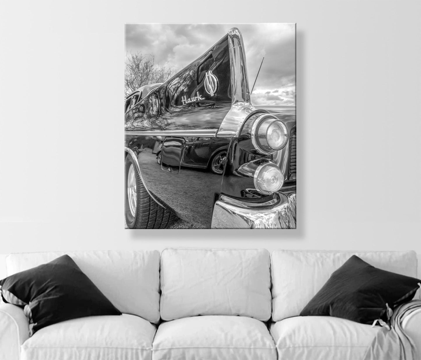 Studebaker Hawk Car Art Print – Black & White Automotive Wall Decor