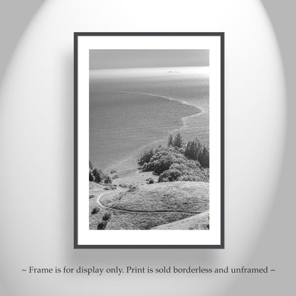 Mount Tamalpais Black and White Vertical Art Print