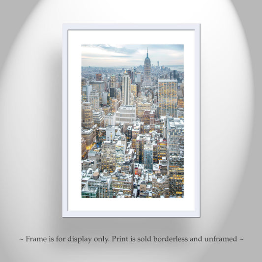 New York City in Winter Cityscape Skyline Vertical Art Print