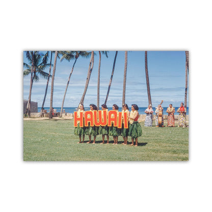 Old Hawaii Hula Photo with Dancers and Grass Skirts | Mid Century Alfred Apaka Aloha Week