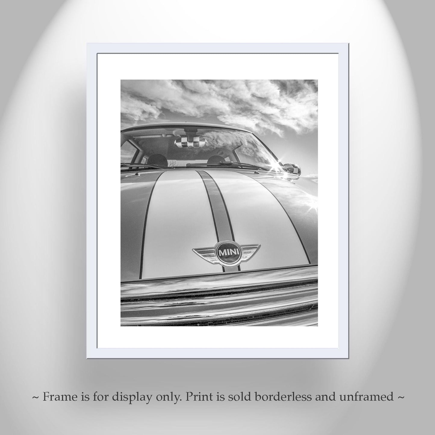 Mini Cooper Car Art Print in Black and White | British Car Art
