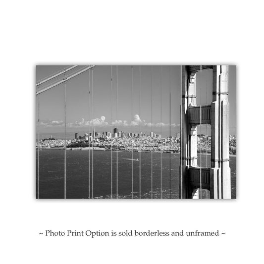 Golden Gate Bridge San Francisco Skyline Black and White Photograph