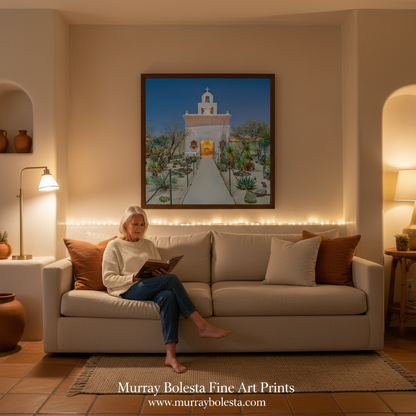 Tucson Mission Night Art - Arizona Spanish Colonial Desert Print