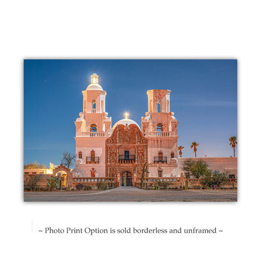 White Dove of the Desert San Xavier del Bac Tucson Mission Night Photo