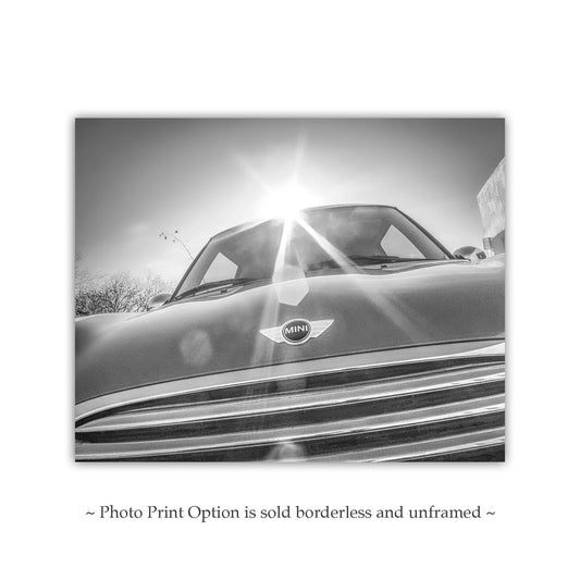 Mini Cooper Car Wall Decor in Black and White for Home or Garage