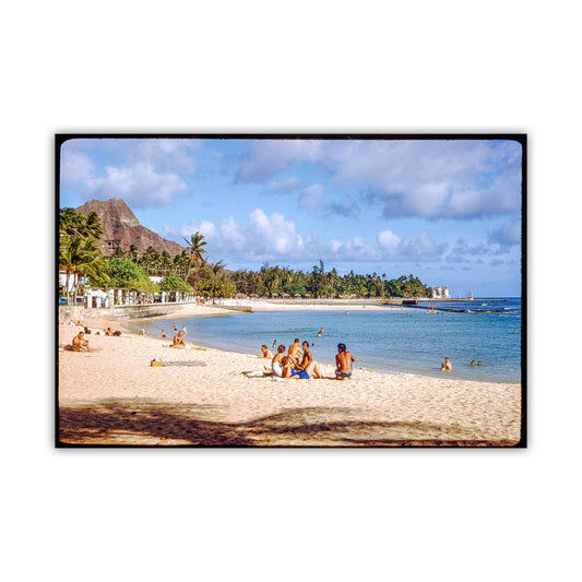 Waikiki Beach Vintage Oahu Photograph with Diamond Head