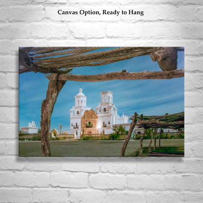San Xavier del Bac Mission Artwork Print at Night in Tucson Arizona