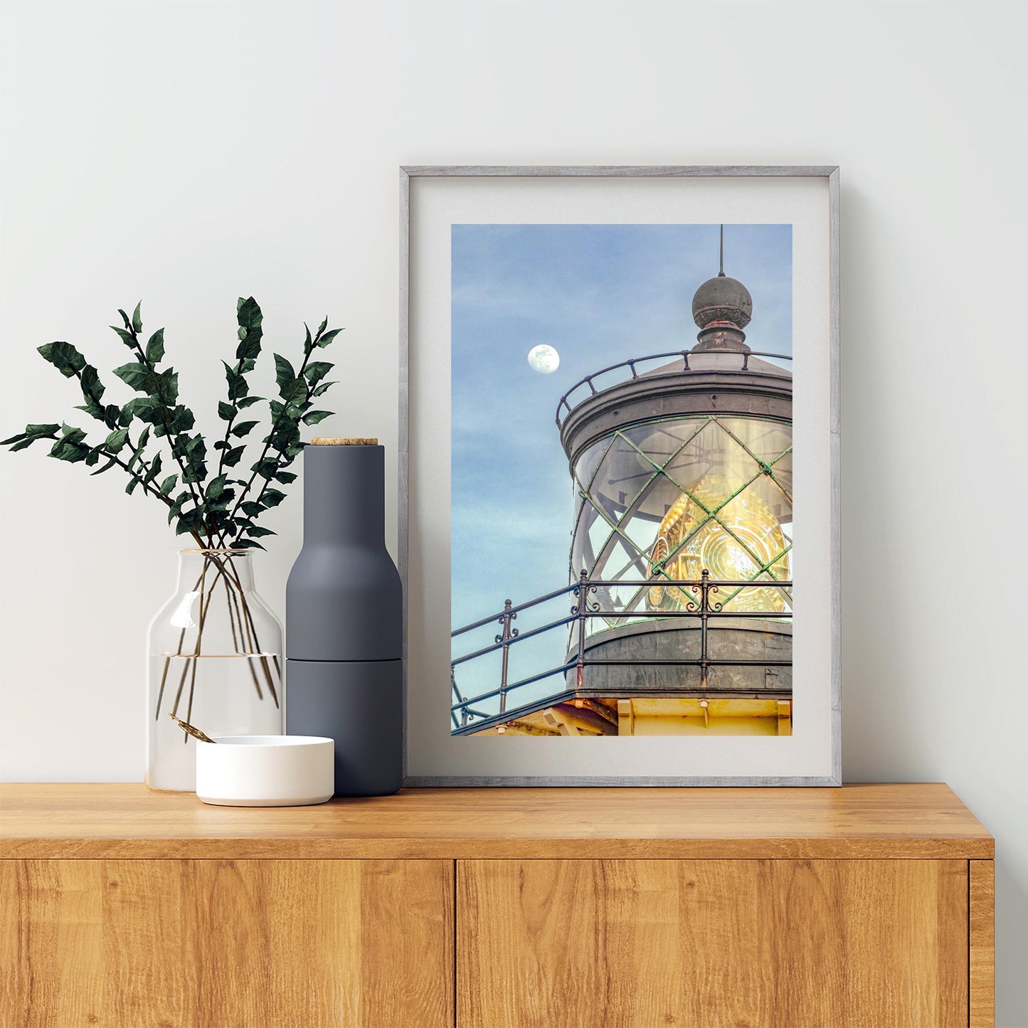 Point Cabrillo Lighthouse & Moon – Mendocino Coast Painterly Art