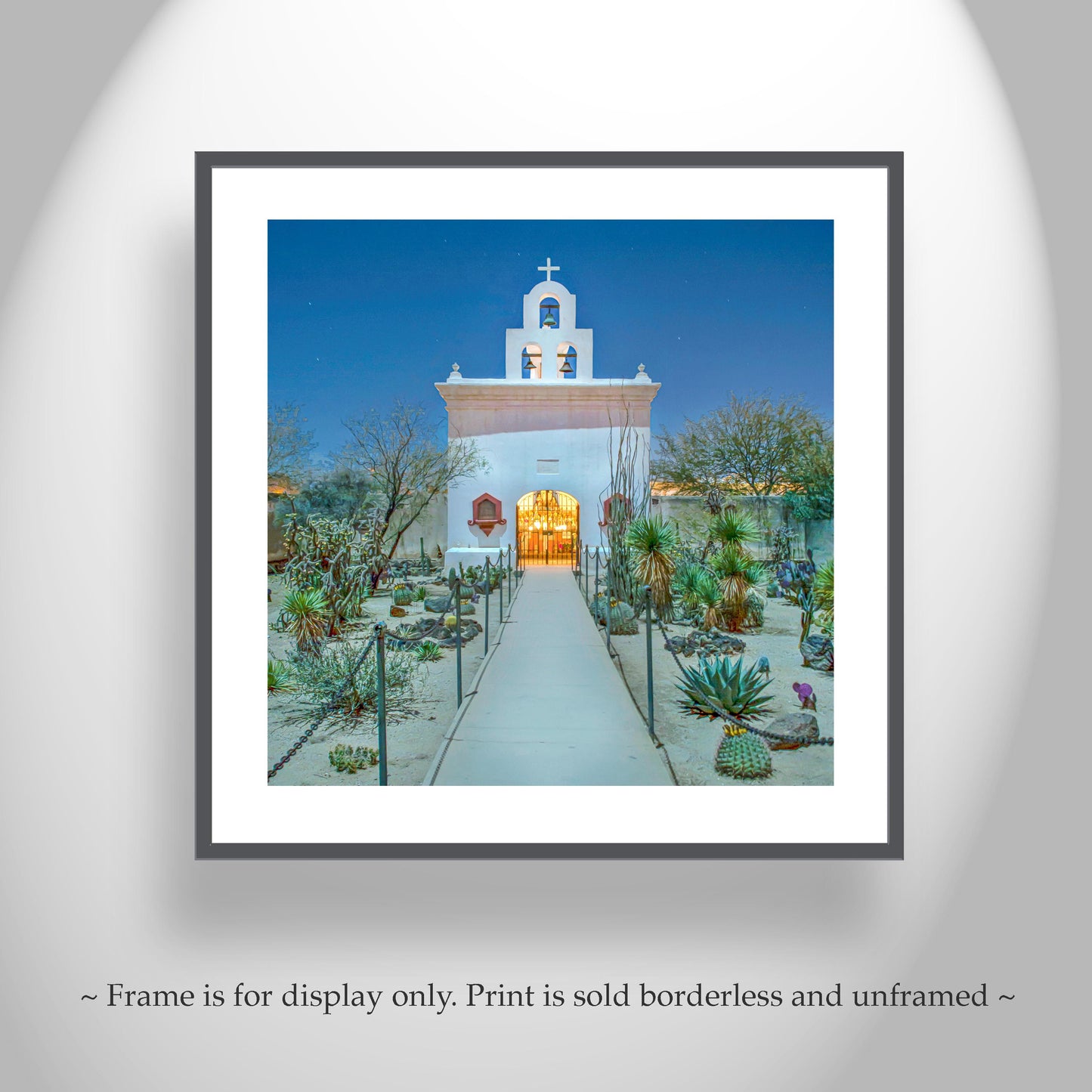 Tucson Arizona Mission at Night – Southwestern Desert Art Print