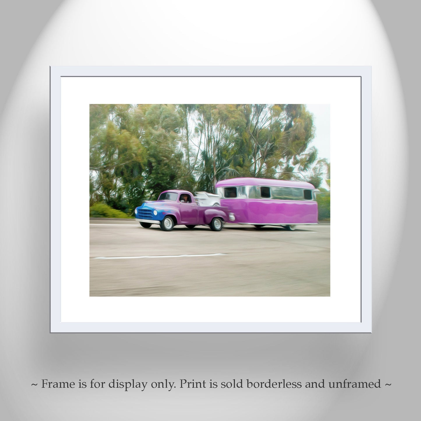 Studebaker Truck Art Print with Vintage Airstream Trailer | Truck Lover Gift