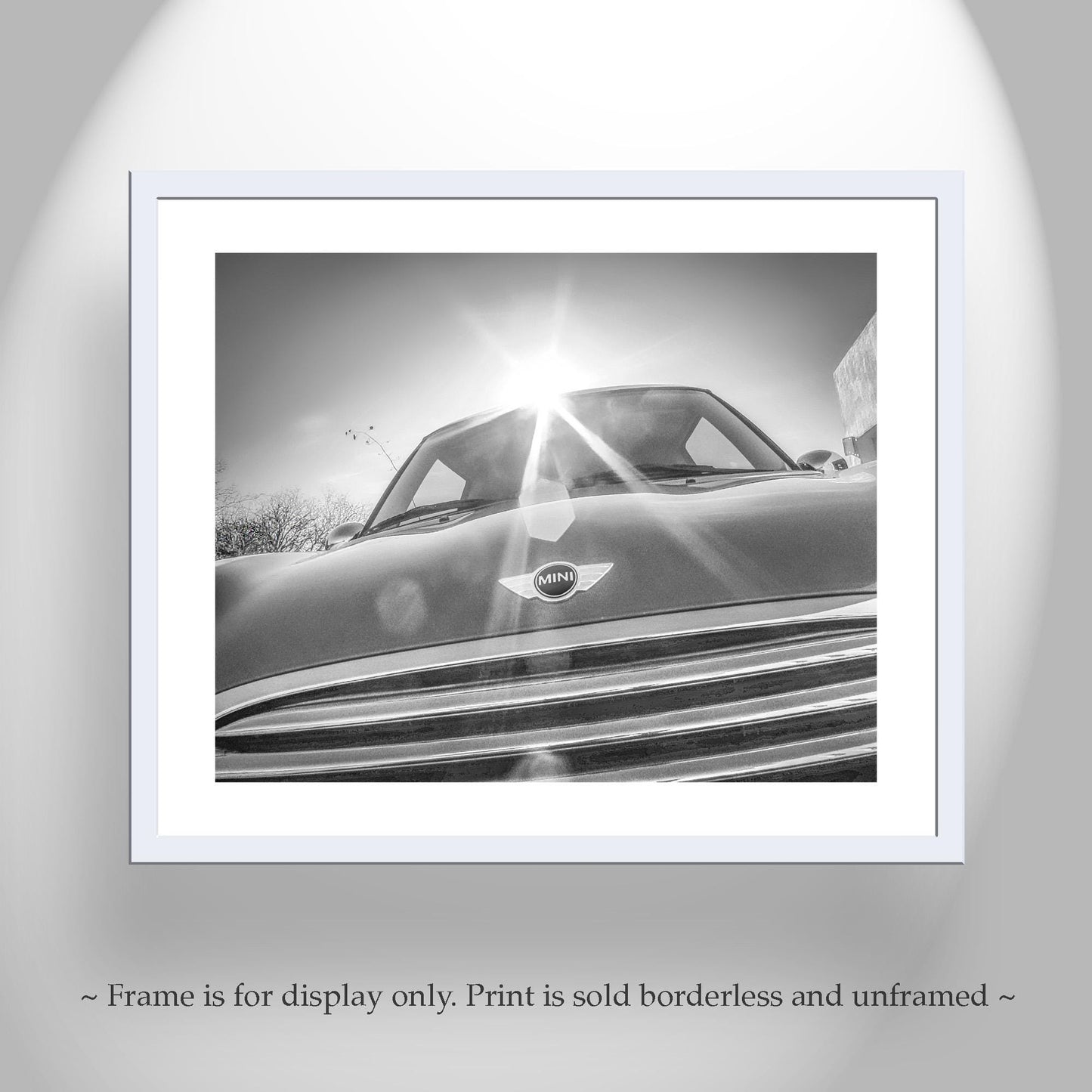 Mini Cooper Car Wall Decor in Black and White for Home or Garage