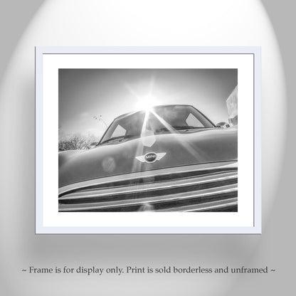 Mini Cooper Car Wall Decor in Black and White for Home or Garage